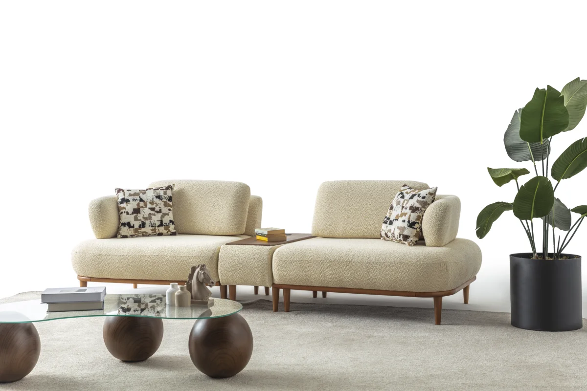 LONDON WOOD SOFA LAGUNA FABRIC